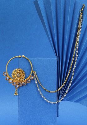 Gold Stone Studded  Gold Plated Nosepin