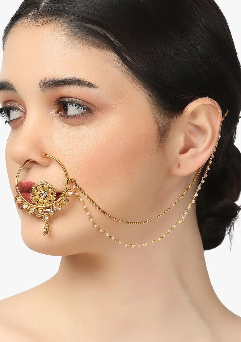 Gold Stone Studded  Gold Plated Nosepin