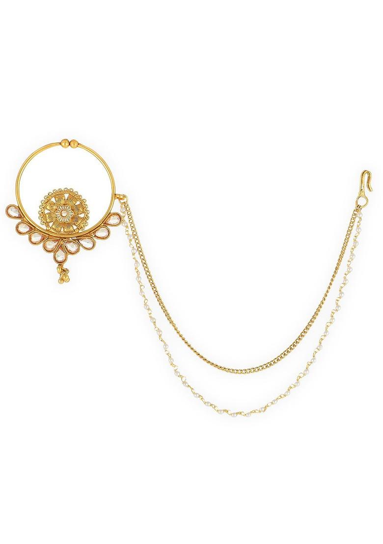 Gold Stone Studded  Gold Plated Nosepin