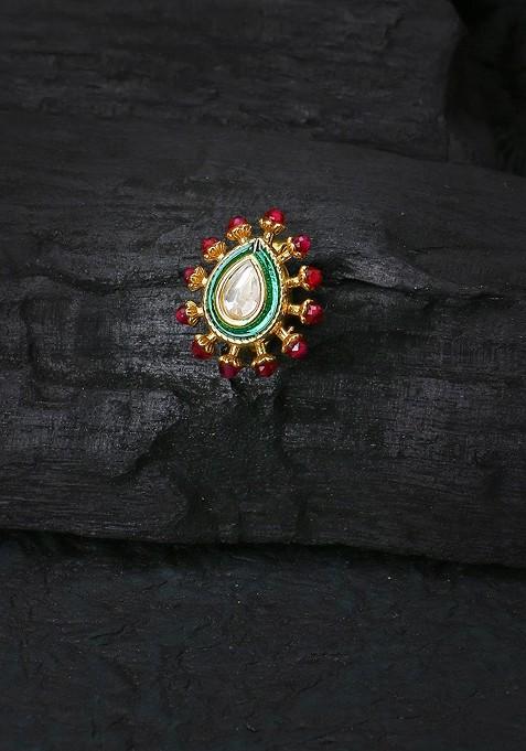 Gold Stone Studded  Gold Plated Nosepin