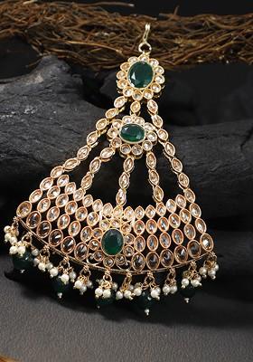 Gold Stone Studded  Gold Plated Jhumar Passa
