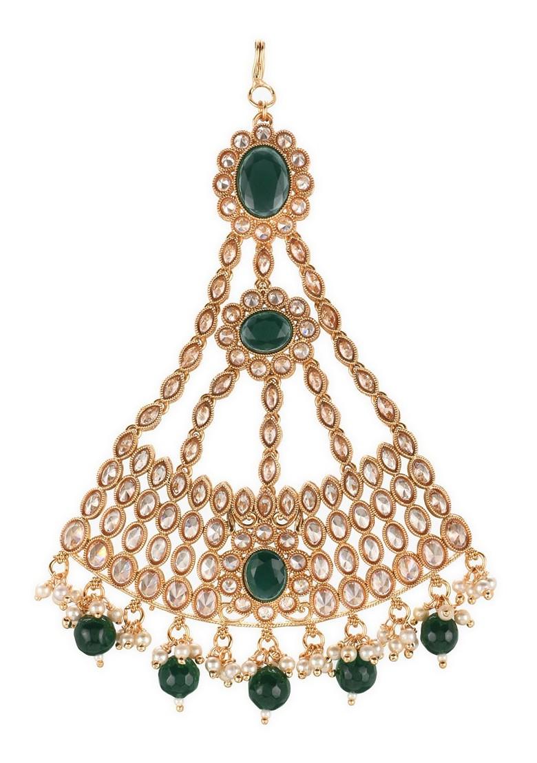Gold Stone Studded  Gold Plated Jhumar Passa