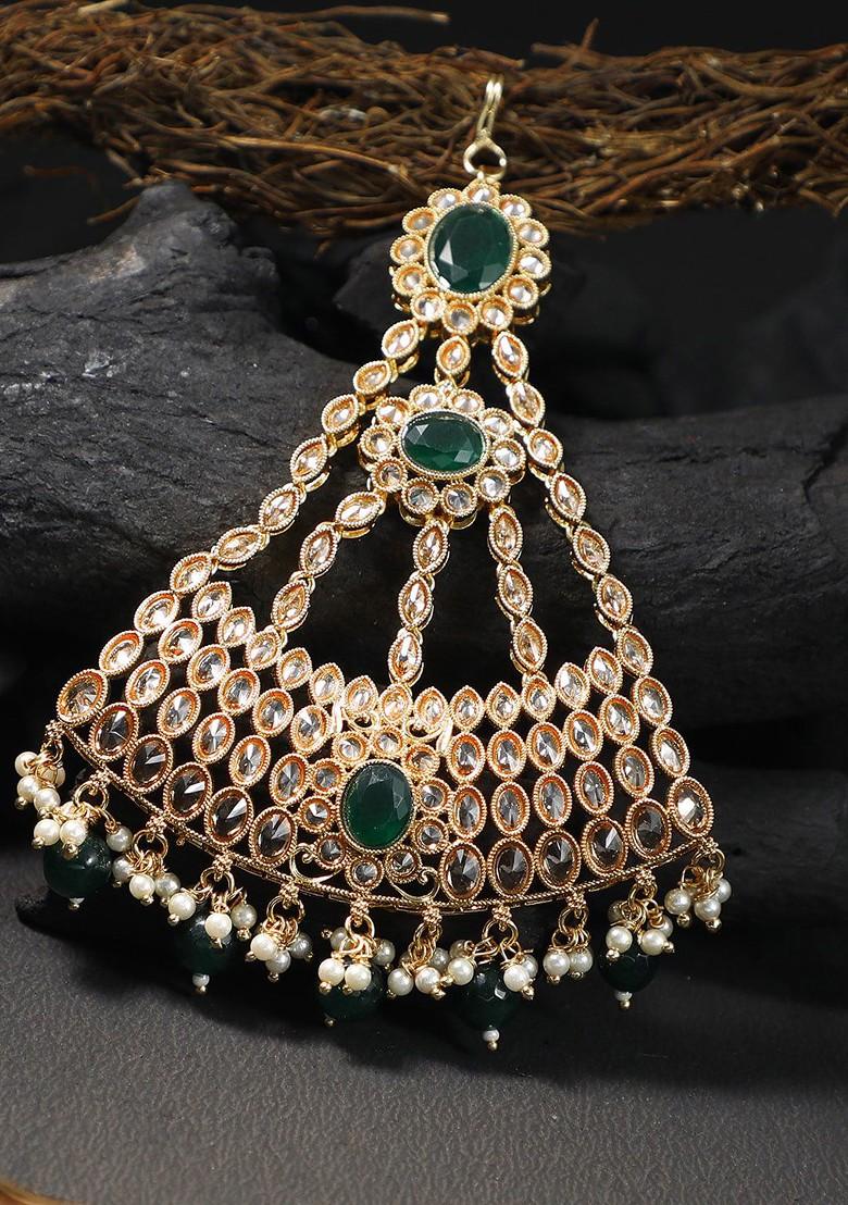 Gold Stone Studded  Gold Plated Jhumar Passa
