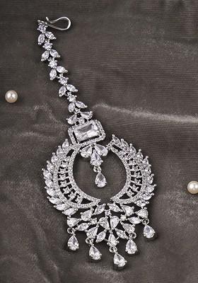 White Plain Rhodium Plated Maangtikka