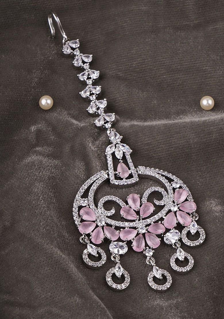 Silver Plain Rhodium Plated Maangtikka