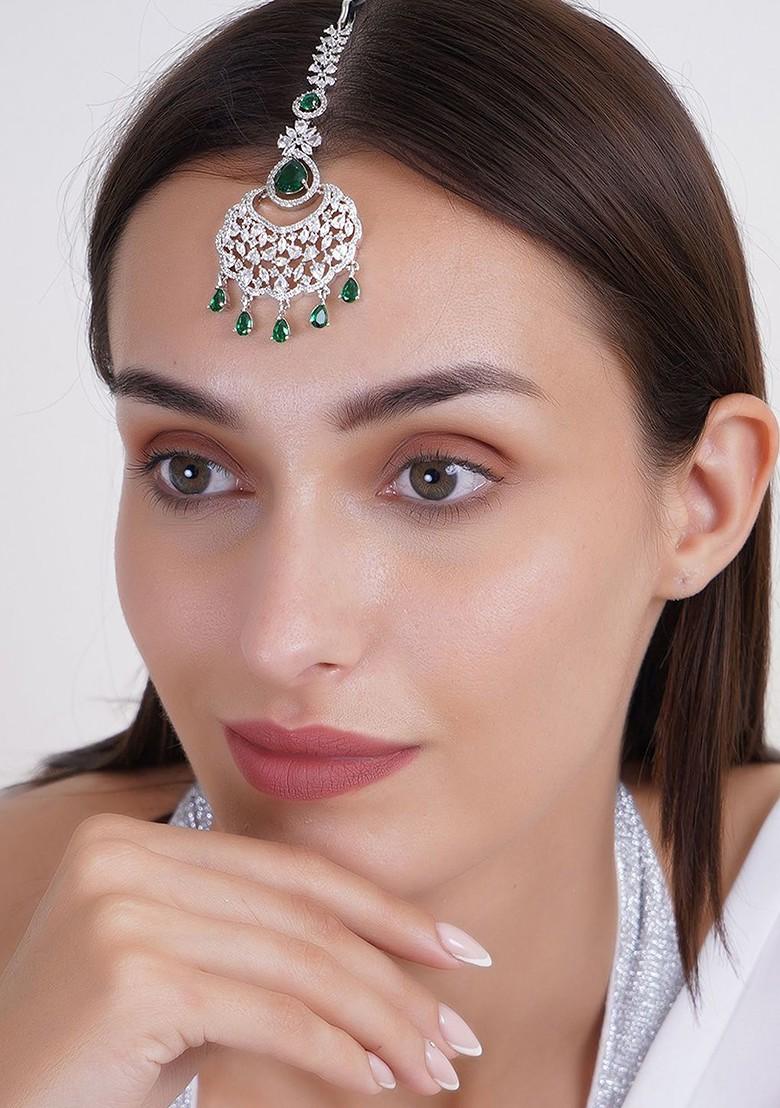 Silver Plain Rhodium Plated Maangtikka