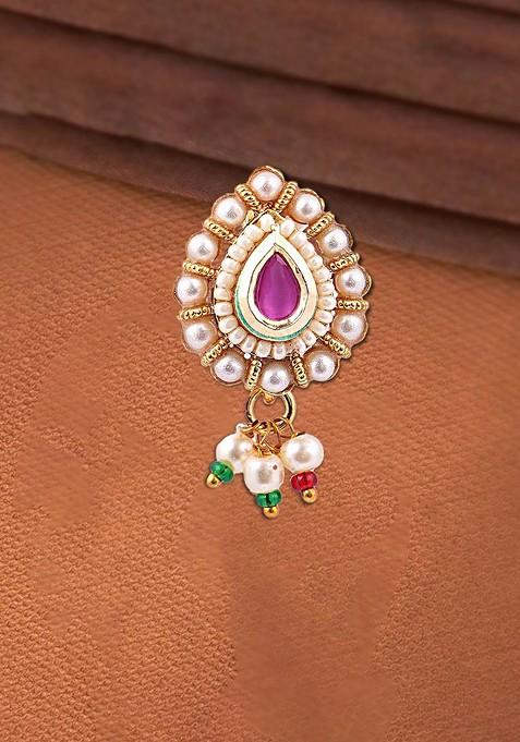 Gold Artificial Stones And Beads Gold Plated Nosepin