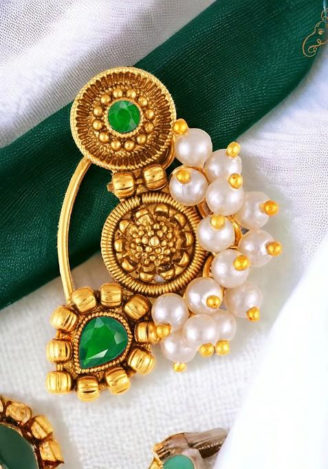 Gold Plated Bead Alloy Artificial Stone Maharashtrian Nath