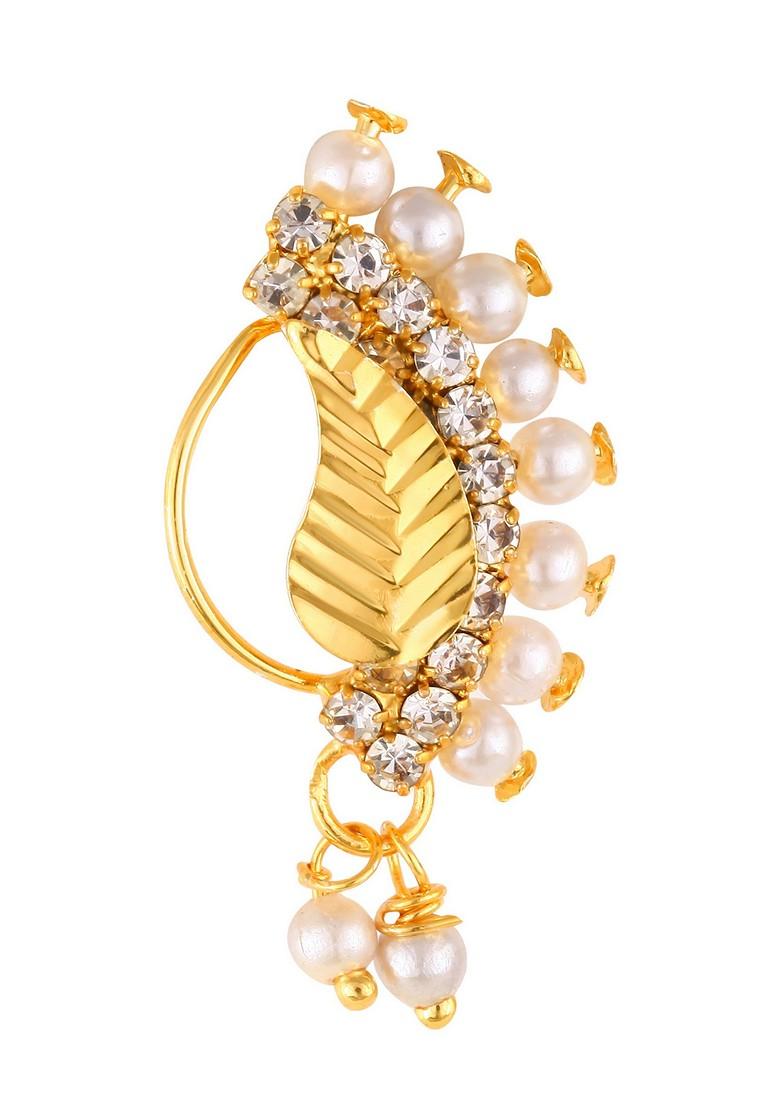 Buy Women Gold Plated Pearl Bead Alloy Cz Artificial Stone
