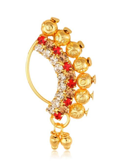 Gold Plated Bead Alloy Cz Stone Maharashtrian Nath