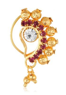 Gold Plated Bead Alloy Cz Stone Maharashtrian Nath