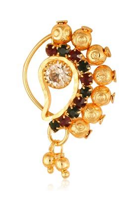 Gold Plated Alloy Cz Stone Maharashtrian Nath