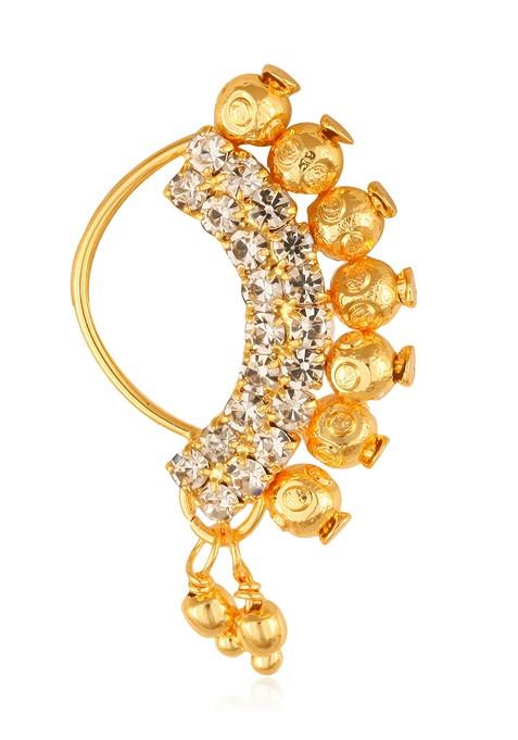 Gold Plated Bead Alloy Cz Stone Maharashtrian Nath