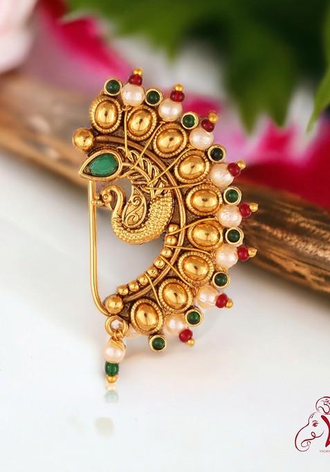 Gold Plated Bead Cz Stone Maharashtrian Nath