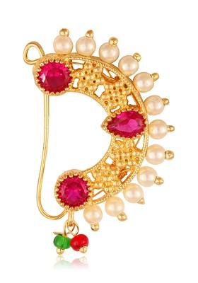 Gold Plated Bead Alloy Cz Stone Maharashtrian Nath