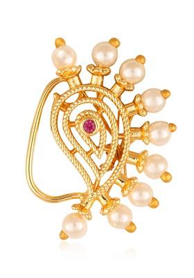 Gold Plated Bead Alloy Cz Stone Maharashtrian Nath