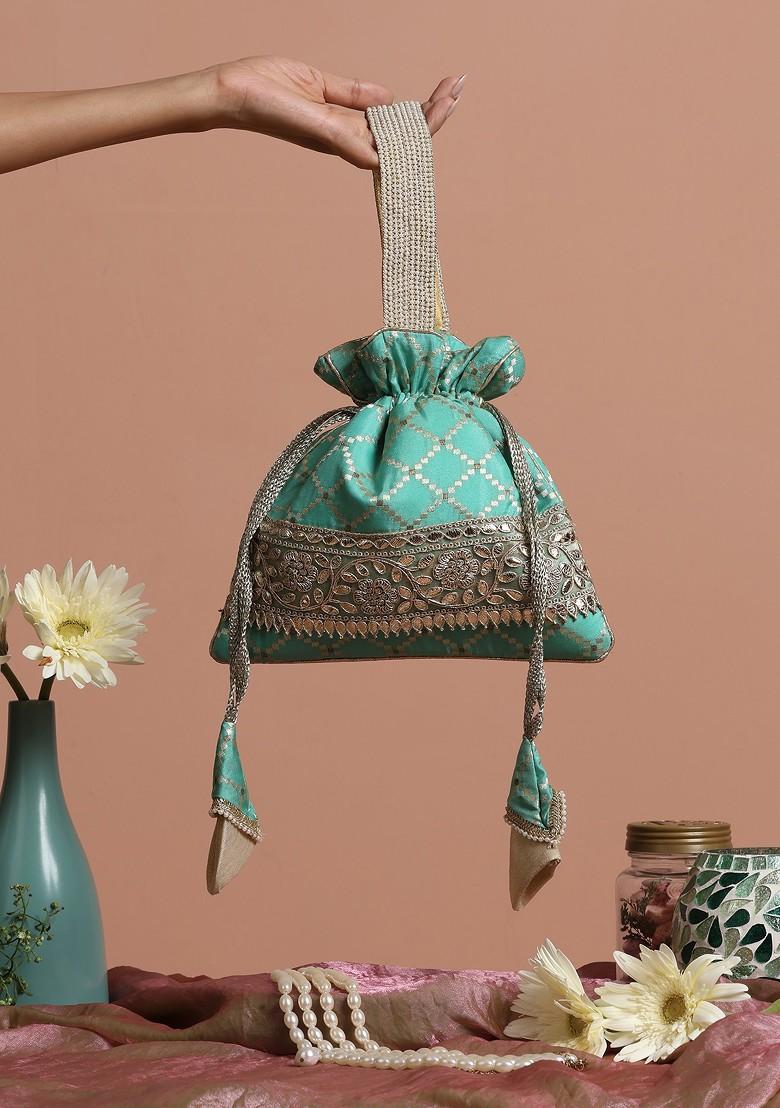 Mint Green Brocade Potli Bag