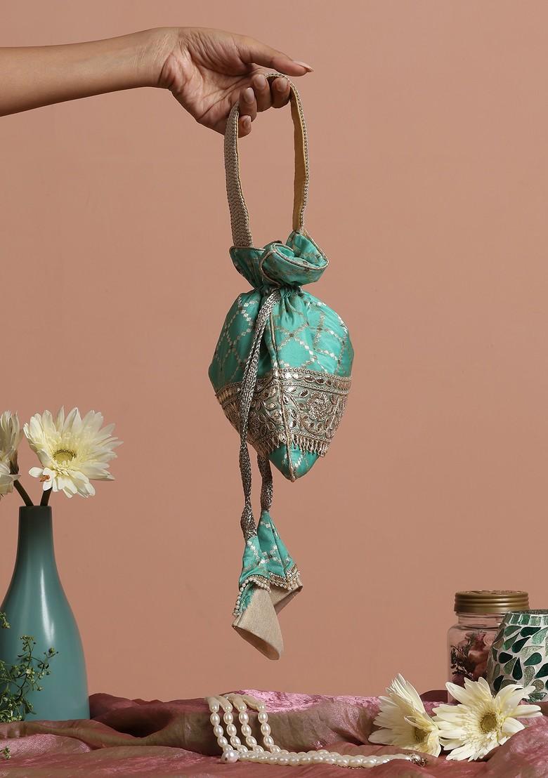 Mint Green Brocade Potli Bag