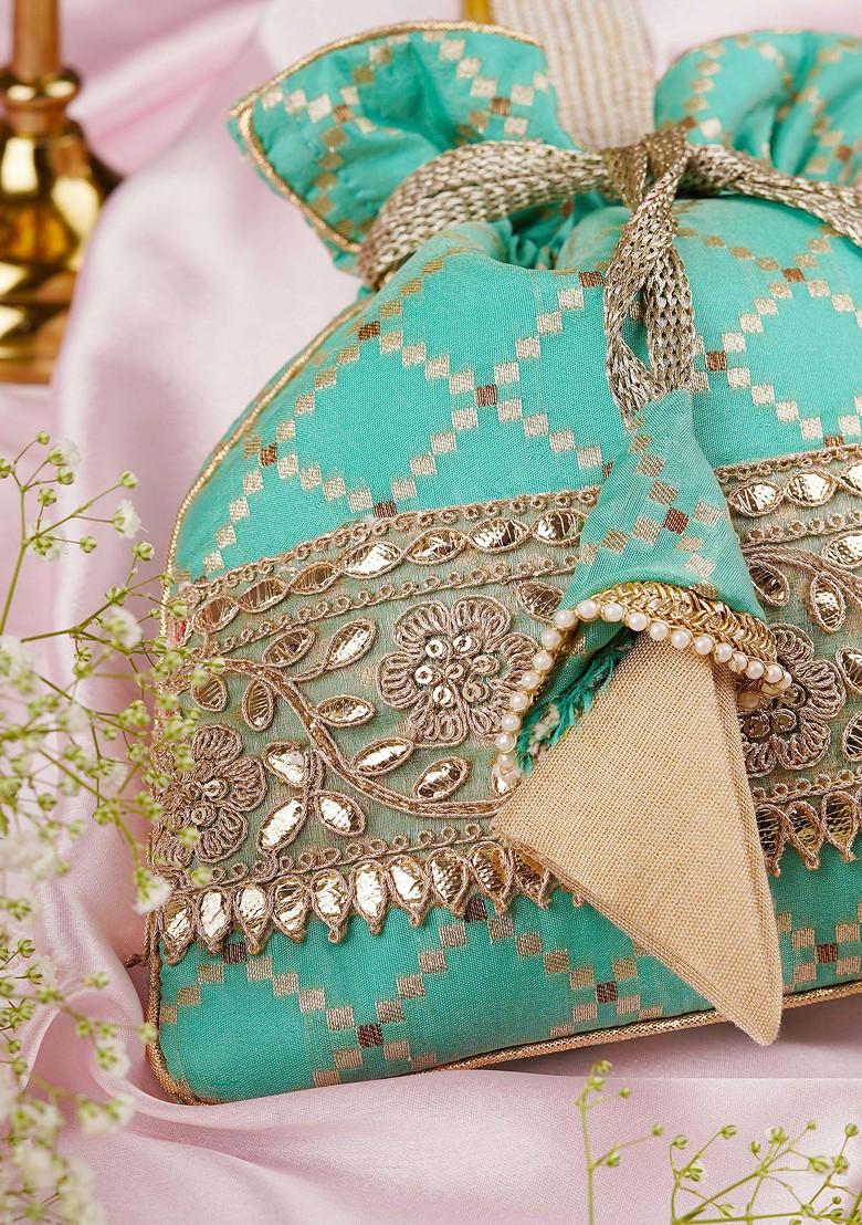 Mint Green Brocade Potli Bag