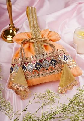Peach Brocade Potli Bag