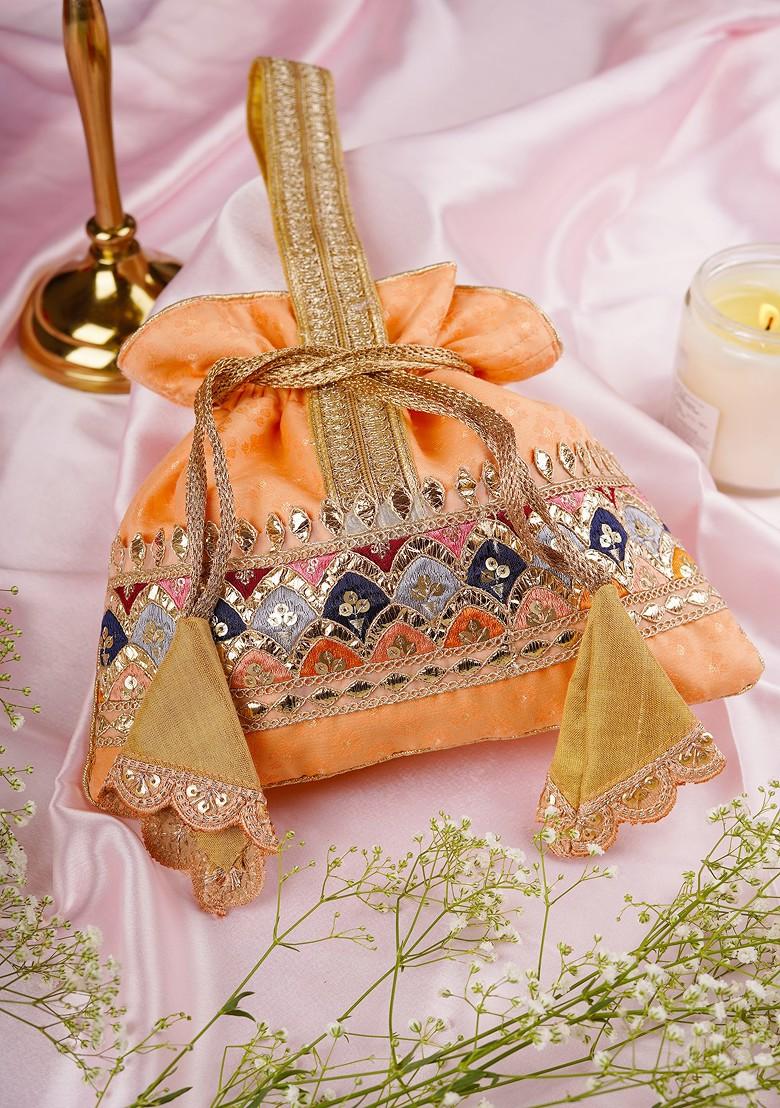 Peach Brocade Potli Bag