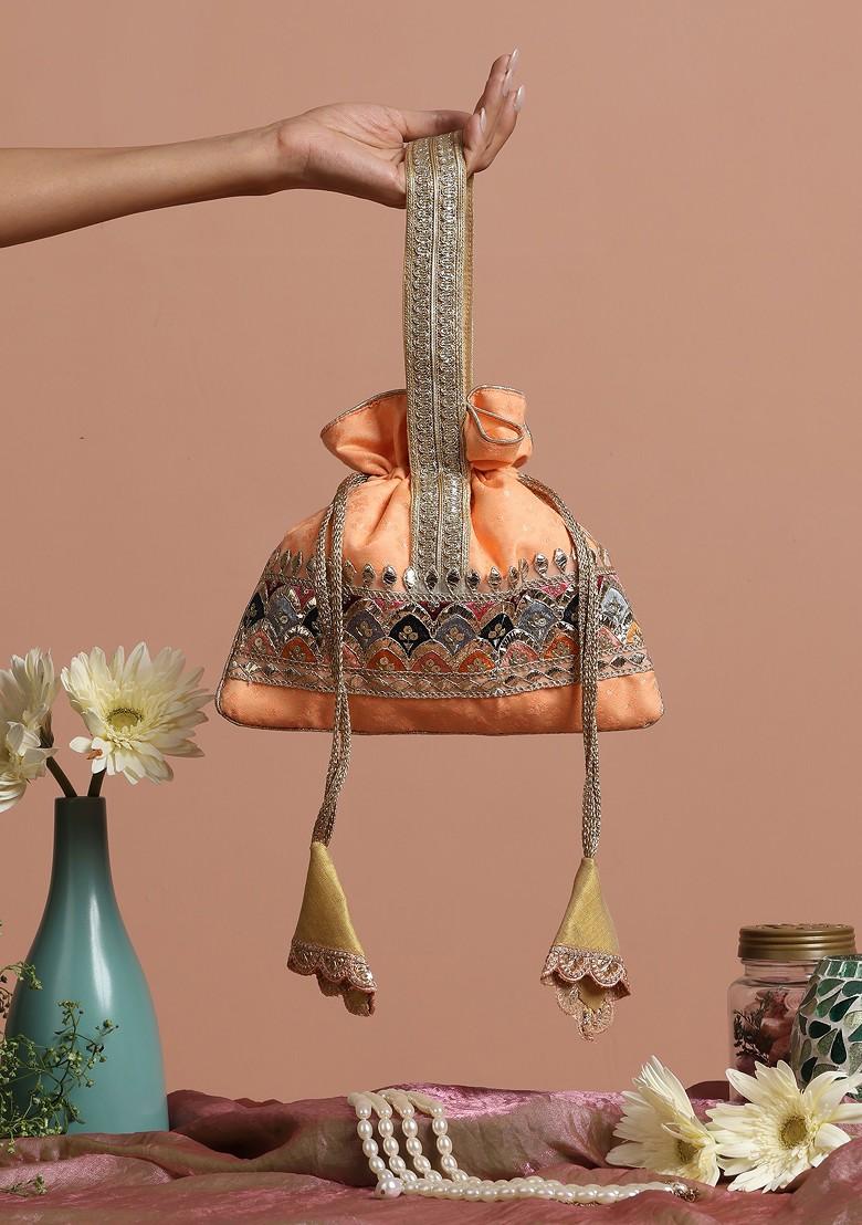 Peach Brocade Potli Bag