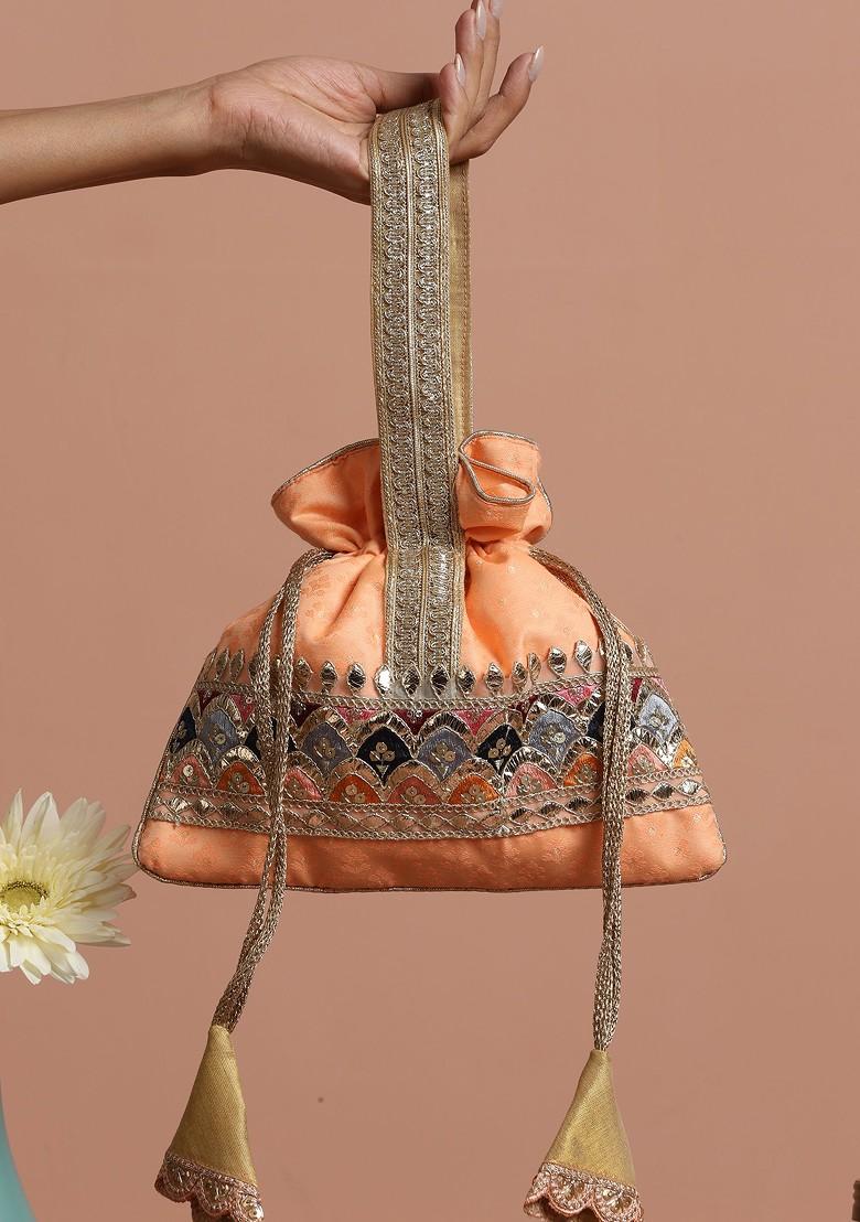 Peach Brocade Potli Bag