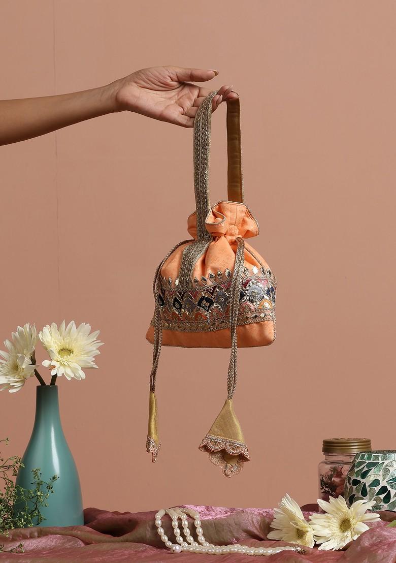 Peach Brocade Potli Bag