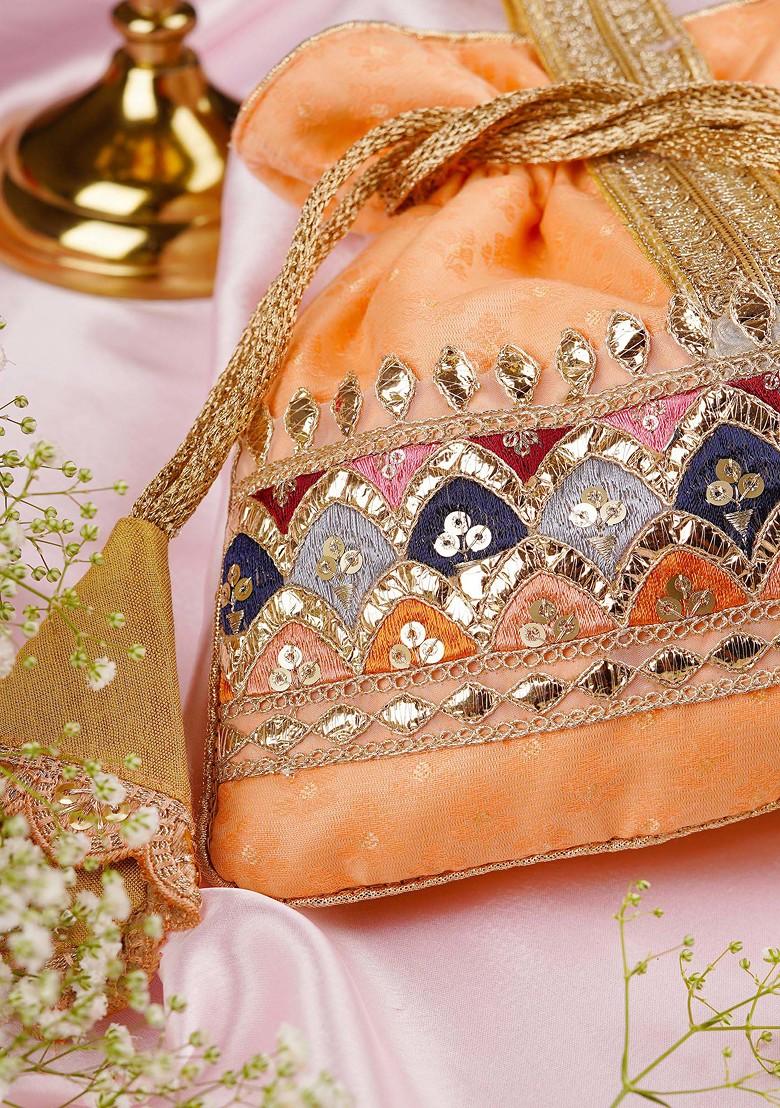 Peach Brocade Potli Bag