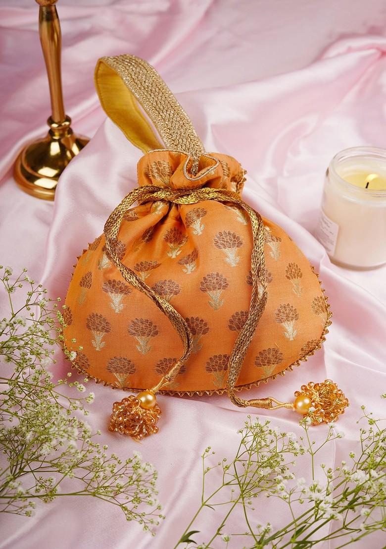 Orange Silk Potli Bag