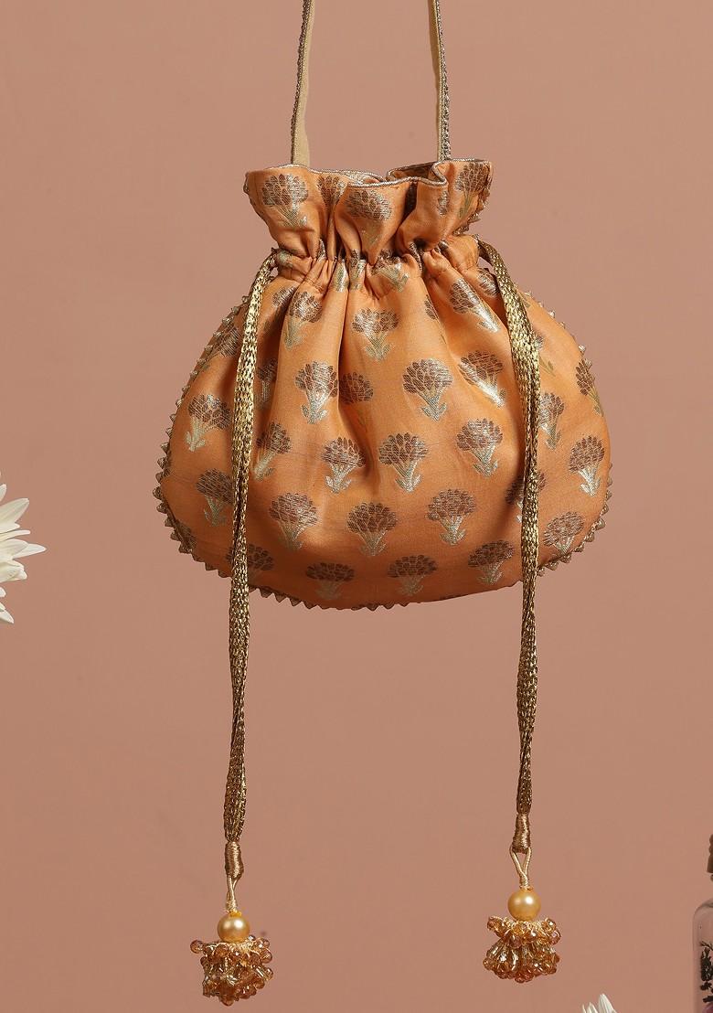Orange Silk Potli Bag