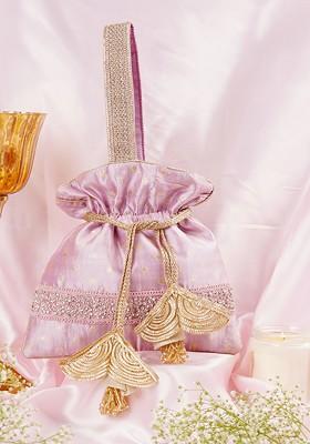 Lavender Pure Silk Brocade Potli Bag