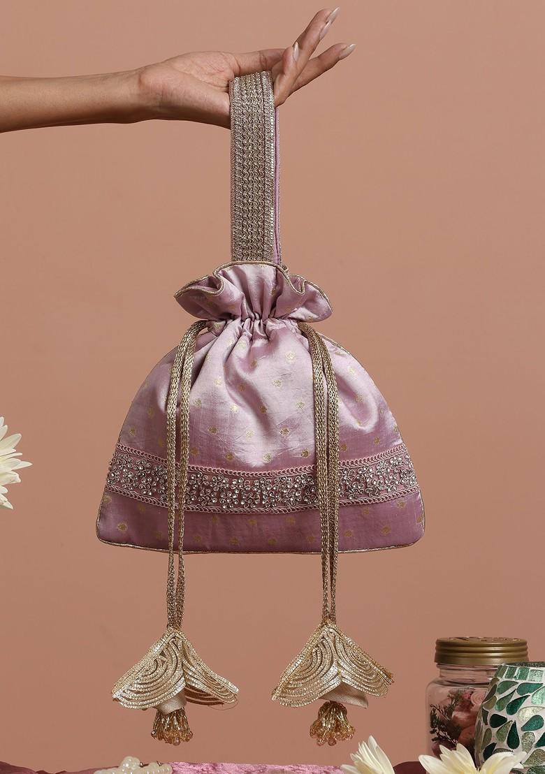 Lavender Pure Silk Brocade Potli Bag