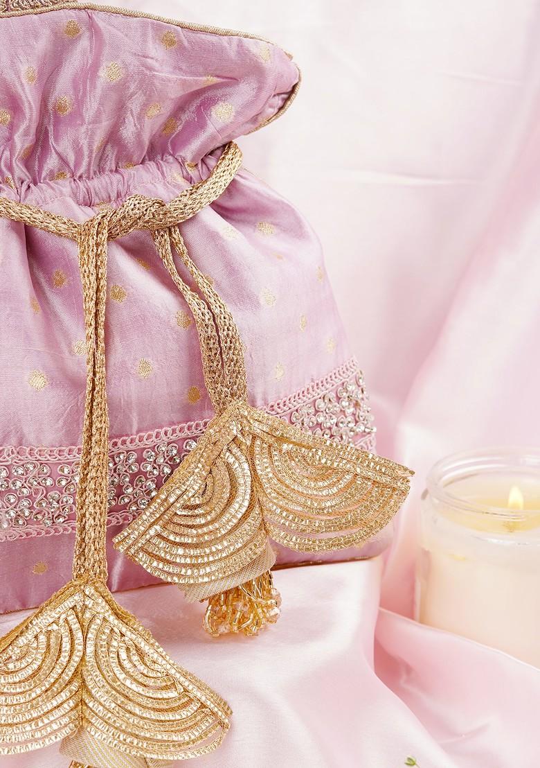 Lavender Pure Silk Brocade Potli Bag