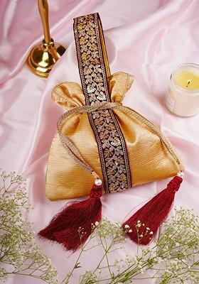 Golden Organza Potli Bag