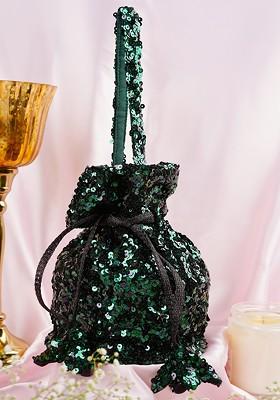 Green Sequin Embellished Potli Bag
