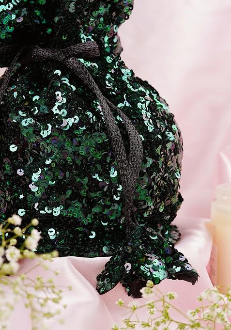 Green Sequin Embellished Potli Bag