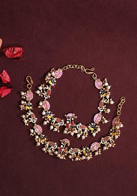 Gold Plated Cubic Zircon American Diamond Anklets