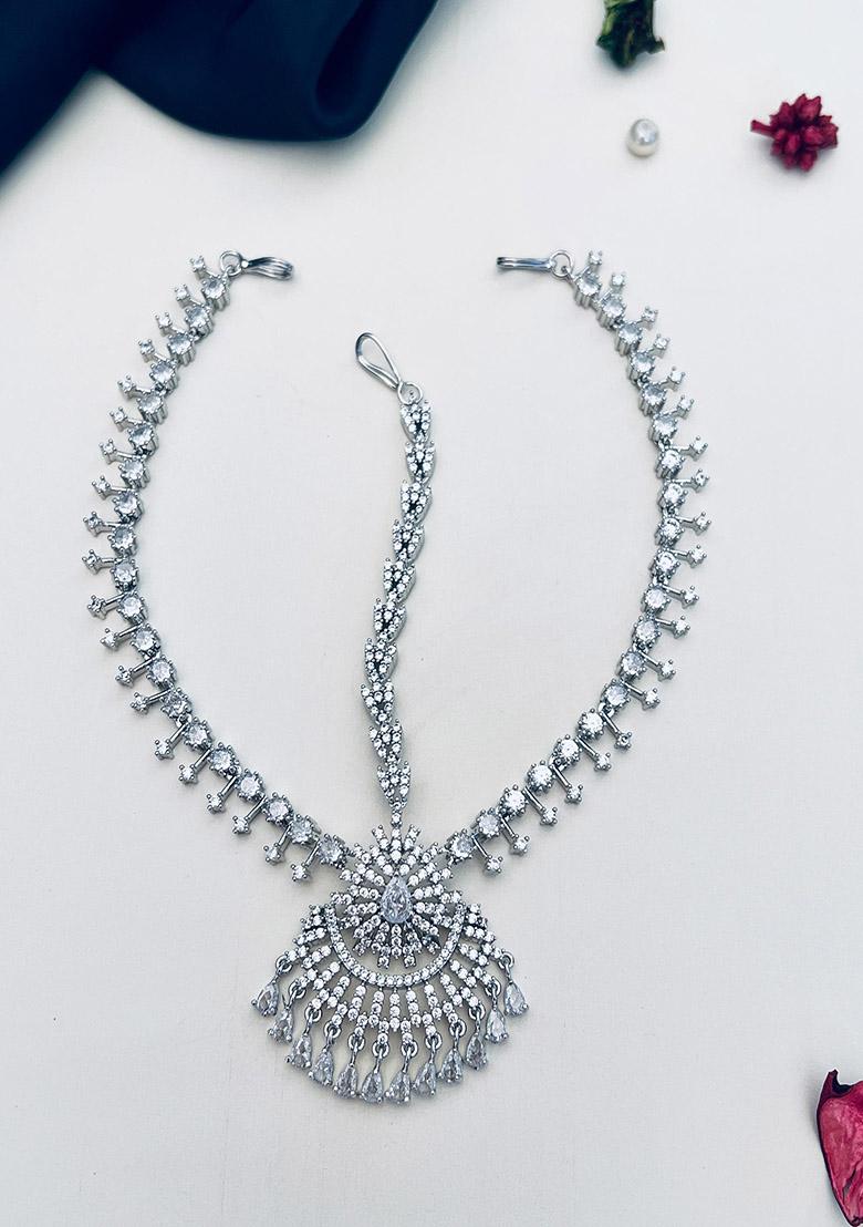 Silver Plated Cubic Zircon American Diamond Muhapatti