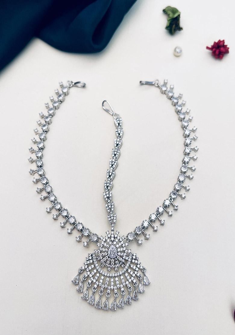 Silver Plated Cubic Zircon American Diamond Muhapatti