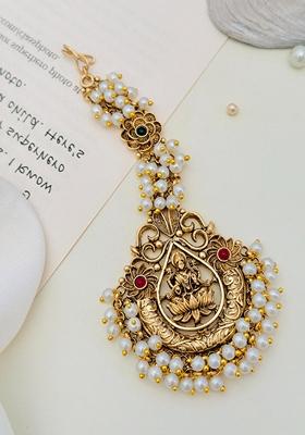 Gold Plated Cubic Zircon American Diamond Maang Tikka