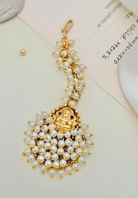 Gold Plated Cubic Zircon American Diamond Maang Tikka