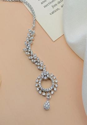 Silver Plated Cubic Zircon American Diamond Maang Tikka