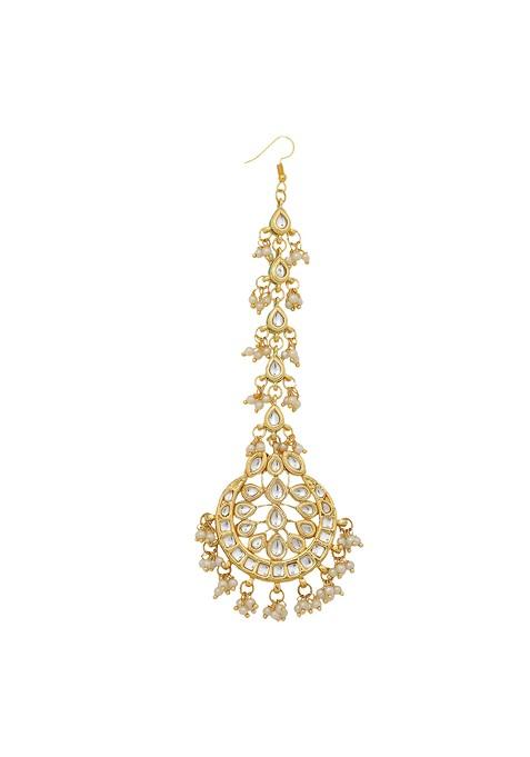 Golden Kundan Meenakari Work Maang Tikka