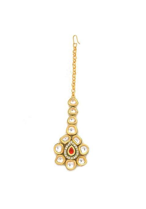 Golden Kundan Meenakari Work Maang Tikka