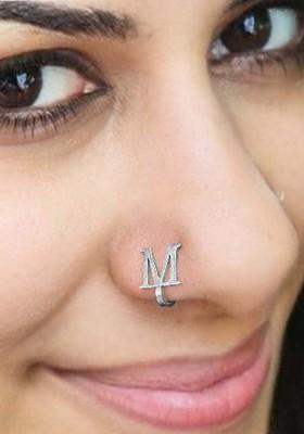 Silver M Alphabet Design 925 Sterling Silver Nosepin