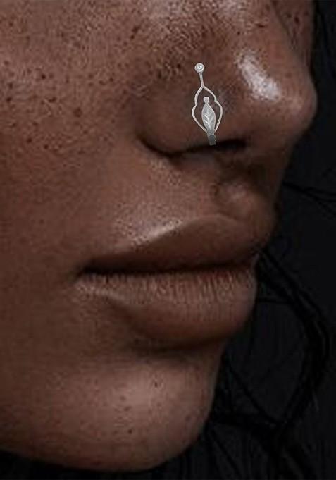 Silver Leaf Design 925 Sterling Silver Nosepin