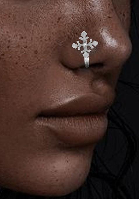 Silver Kolam Design Silver Plated Nosepin