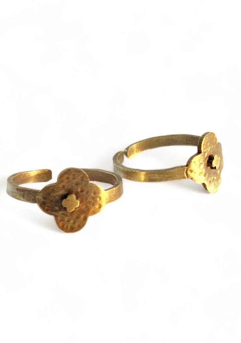 Bronze Brown Plain Gold Plated Toe Rings