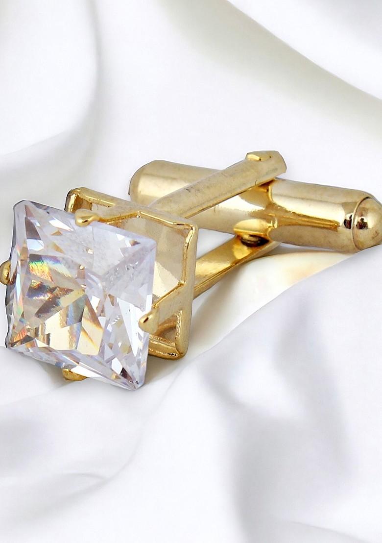 White Studs Gold Plated Cuffling For Men